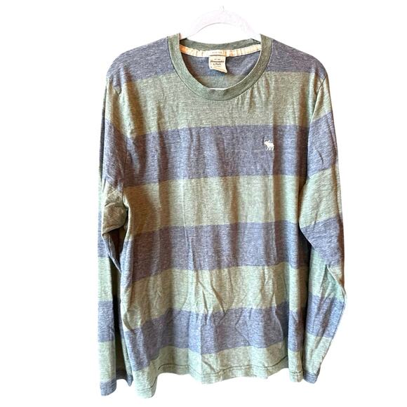 Abercrombie & Fitch Muscle Shirt Mens XXL Blue Green Striped Y2K Casual Outdoor - Picture 1 of 8